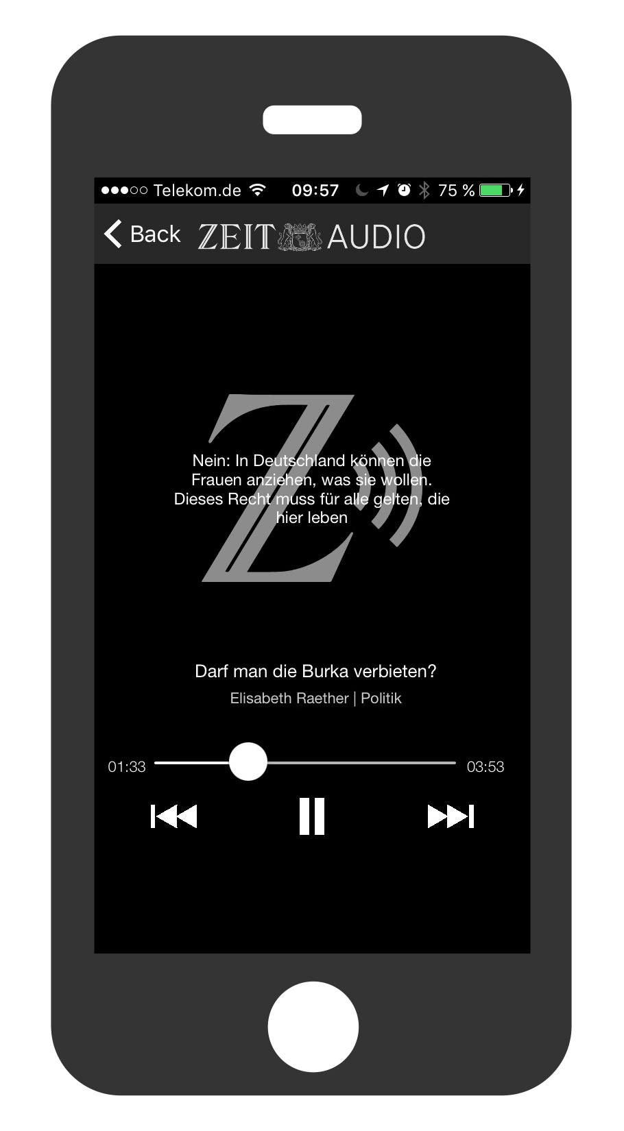iPhone ZEIT Audio Abspielmodus