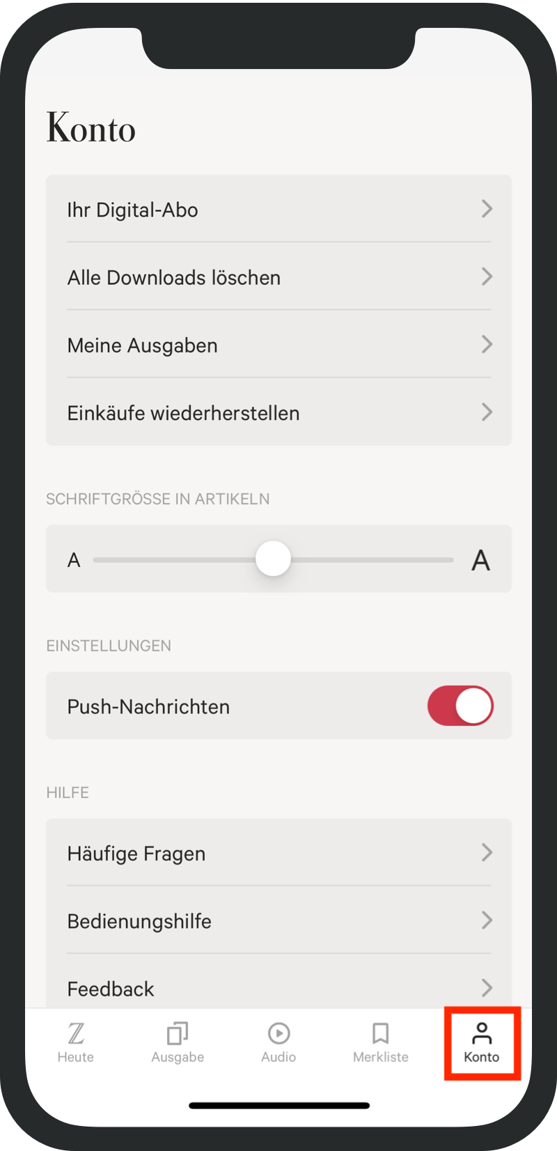 iPad ZEIT App Anmeldung